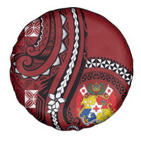 Tonga Ngatu Spare Tire Cover Iconic Red Manulua Motifs
