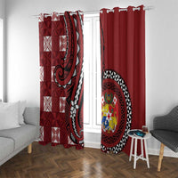 Tonga Ngatu Window Curtain Iconic Red Manulua Motifs