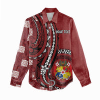 Personalized Tonga Ngatu Women Casual Shirt Iconic Red Manulua Motifs