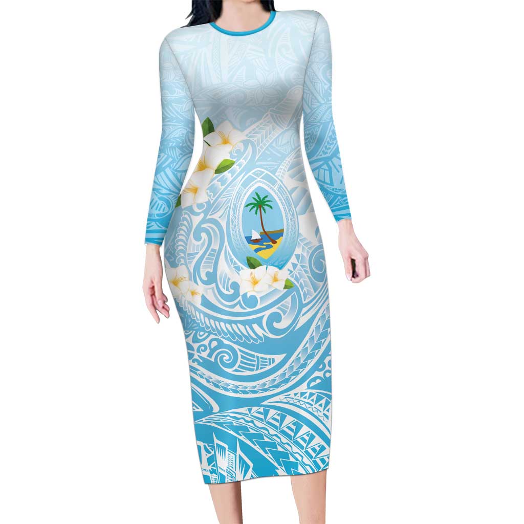 Guam Fishhook Mix Guasali Flowers Family Matching Long Sleeve Bodycon Dress and Hawaiian Shirt Dreaming Turquoise
