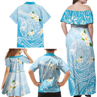 Guam Fishhook Mix Guasali Flowers Family Matching Off Shoulder Maxi Dress and Hawaiian Shirt Dreaming Turquoise