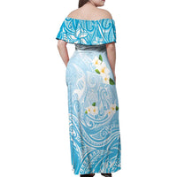 Guam Fishhook Mix Guasali Flowers Family Matching Off Shoulder Maxi Dress and Hawaiian Shirt Dreaming Turquoise