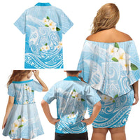 Guam Fishhook Mix Guasali Flowers Family Matching Off Shoulder Short Dress and Hawaiian Shirt Dreaming Turquoise