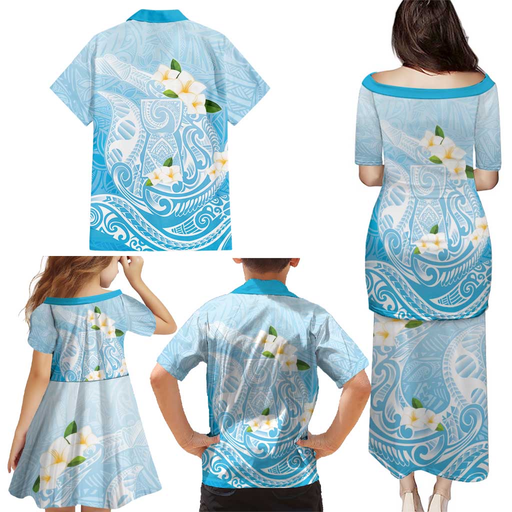 Guam Fishhook Mix Guasali Flowers Family Matching Puletasi and Hawaiian Shirt Dreaming Turquoise