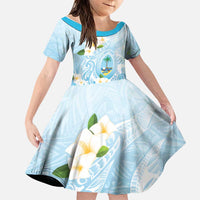 Guam Fishhook Mix Guasali Flowers Family Matching Short Sleeve Bodycon Dress and Hawaiian Shirt Dreaming Turquoise