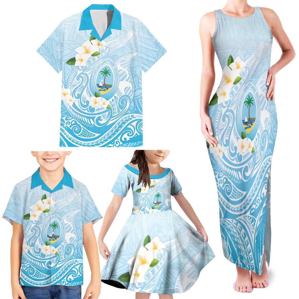 Guam Fishhook Mix Guasali Flowers Family Matching Tank Maxi Dress and Hawaiian Shirt Dreaming Turquoise