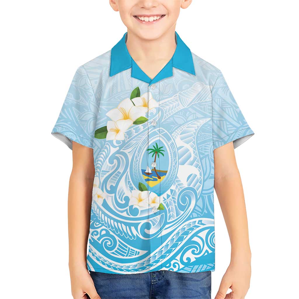 Guam Fishhook Mix Guasali Flowers Kid Hawaiian Shirt Dreaming Turquoise LT7 Kid Turquoise - Polynesian Pride