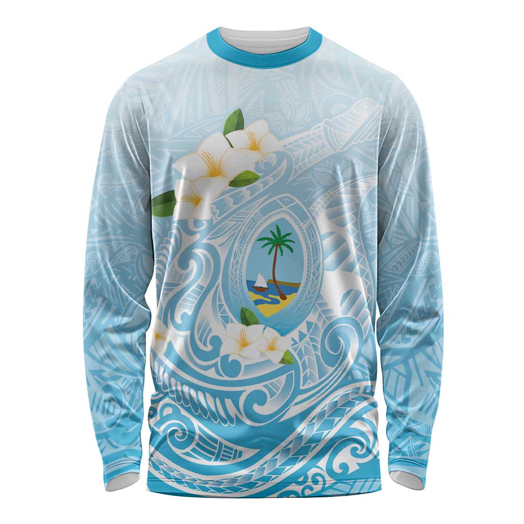 Guam Fishhook Mix Guasali Flowers Long Sleeve Shirt Dreaming Turquoise