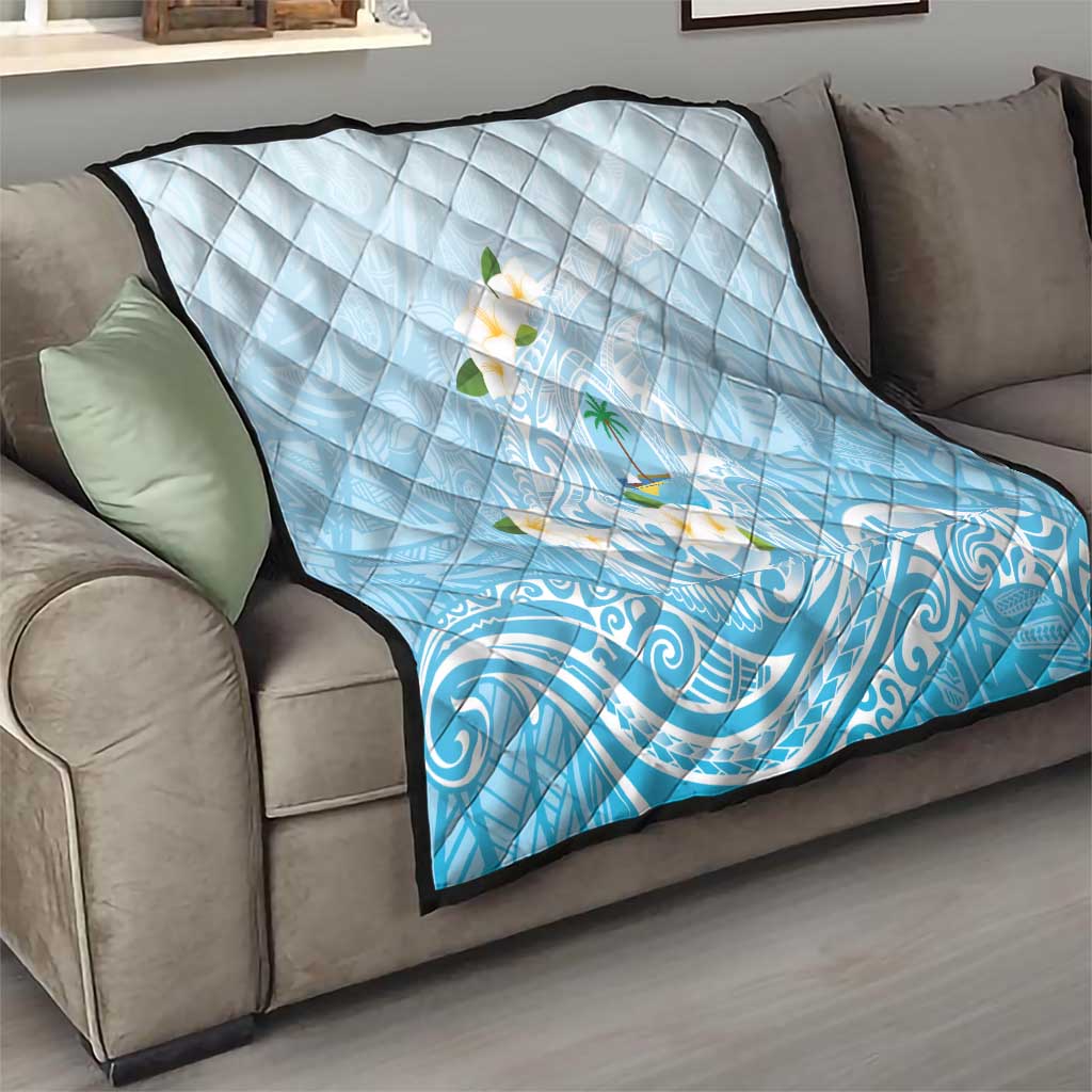 Guam Fishhook Mix Guasali Flowers Quilt Dreaming Turquoise