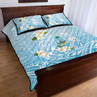 Guam Fishhook Mix Guasali Flowers Quilt Bed Set Dreaming Turquoise