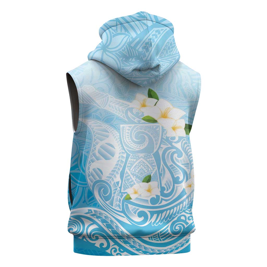 Guam Fishhook Mix Guasali Flowers Sleeveless Zip Hoodie Dreaming Turquoise LT7 - Polynesian Pride
