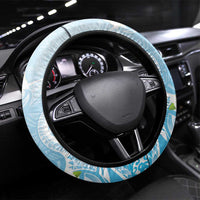 Guam Fishhook Mix Guasali Flowers Steering Wheel Cover Dreaming Turquoise