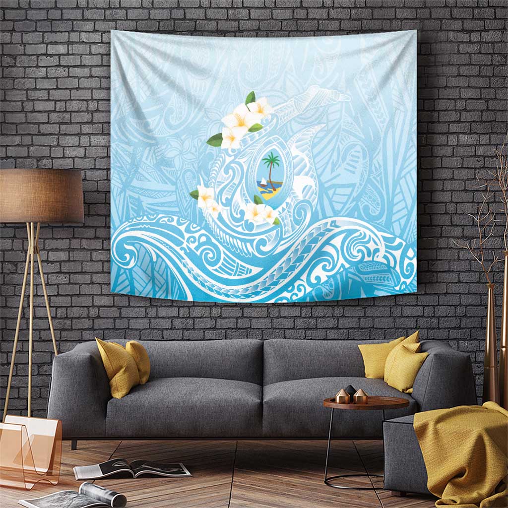 Guam Fishhook Mix Guasali Flowers Tapestry Dreaming Turquoise