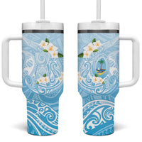 Guam Fishhook Mix Guasali Flowers Tumbler With Handle Dreaming Turquoise