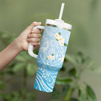 Guam Fishhook Mix Guasali Flowers Tumbler With Handle Dreaming Turquoise