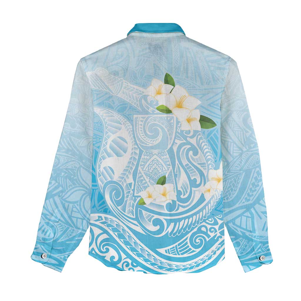 Guam Fishhook Mix Guasali Flowers Women Casual Shirt Dreaming Turquoise