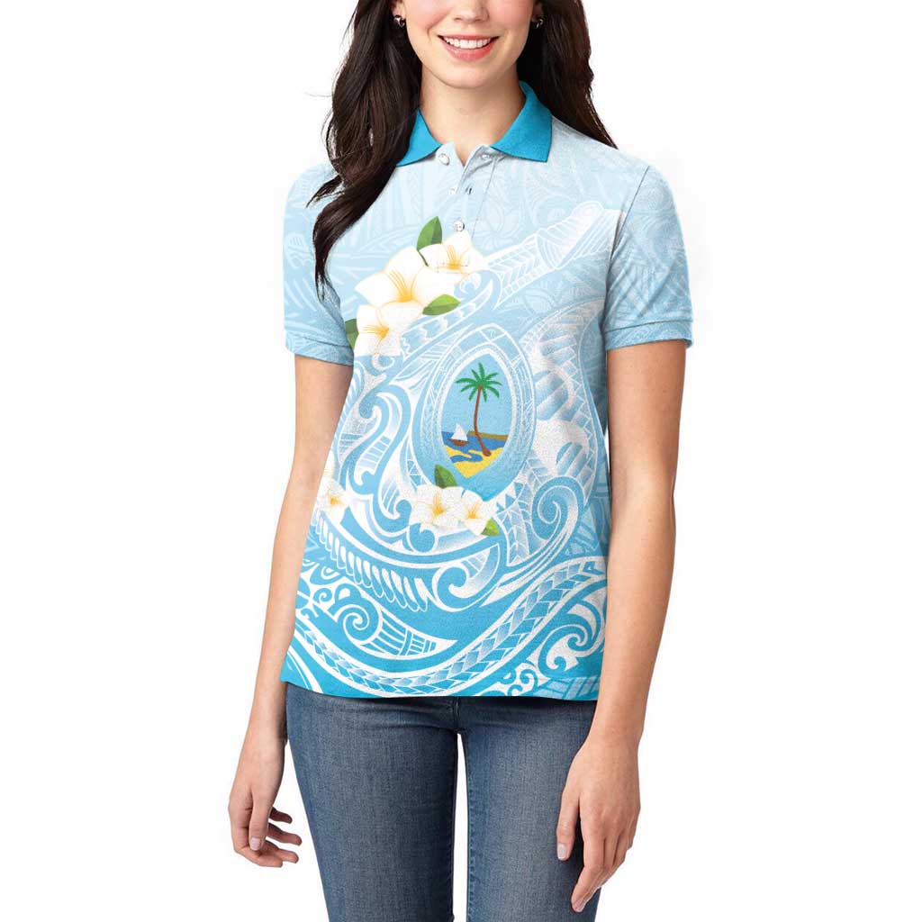 Guam Fishhook Mix Guasali Flowers Women Polo Shirt Dreaming Turquoise