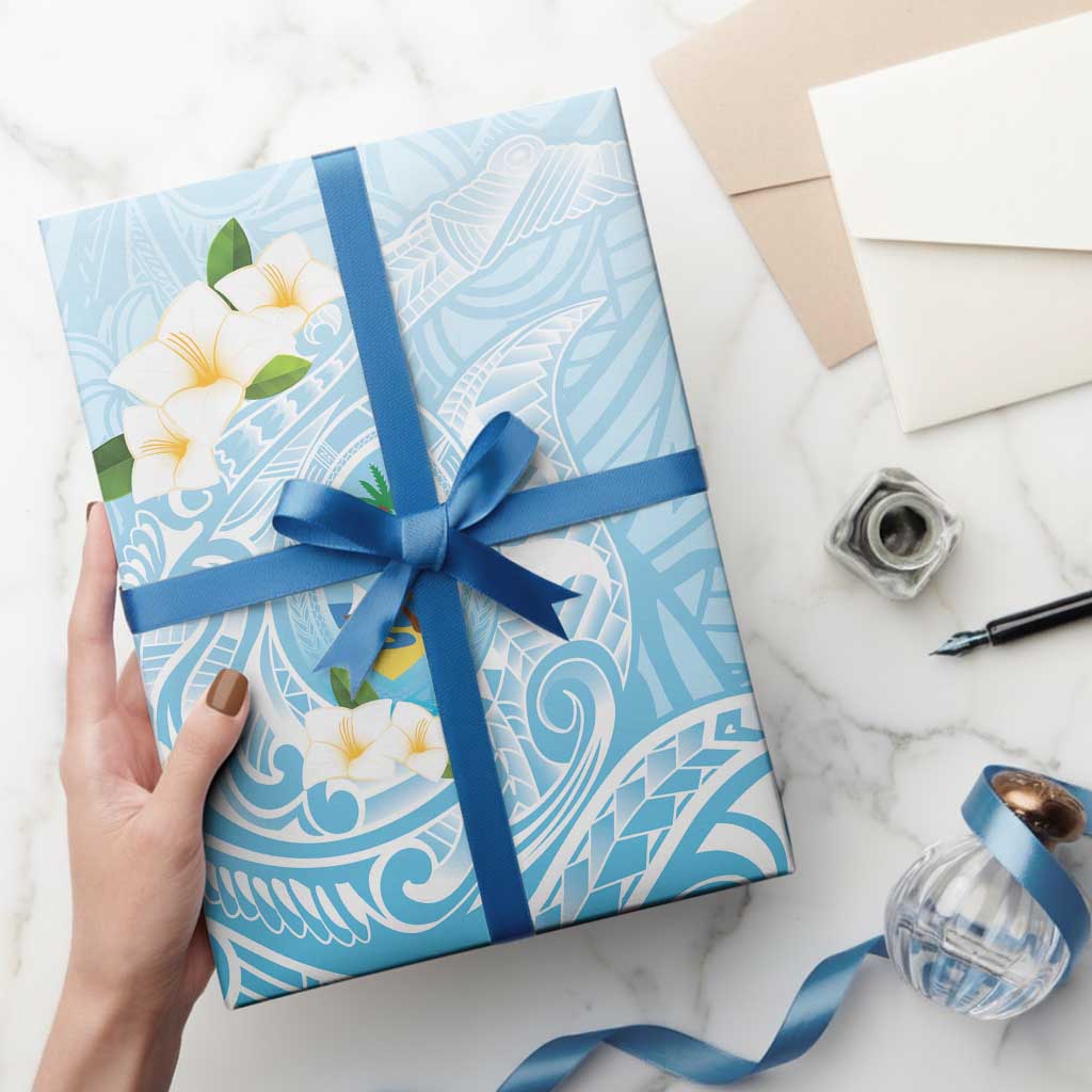 Guam Fishhook Mix Guasali Flowers Wrapping Paper Dreaming Turquoise