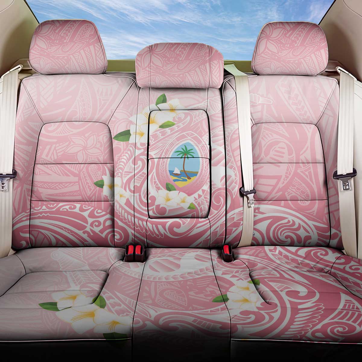 Guam Fishhook Mix Guasali Flowers Back Car Seat Cover Dreaming Coral LT7 One Size Pink - Polynesian Pride