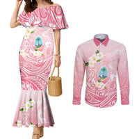 Guam Fishhook Mix Guasali Flowers Couples Matching Mermaid Dress and Long Sleeve Button Shirt Dreaming Coral