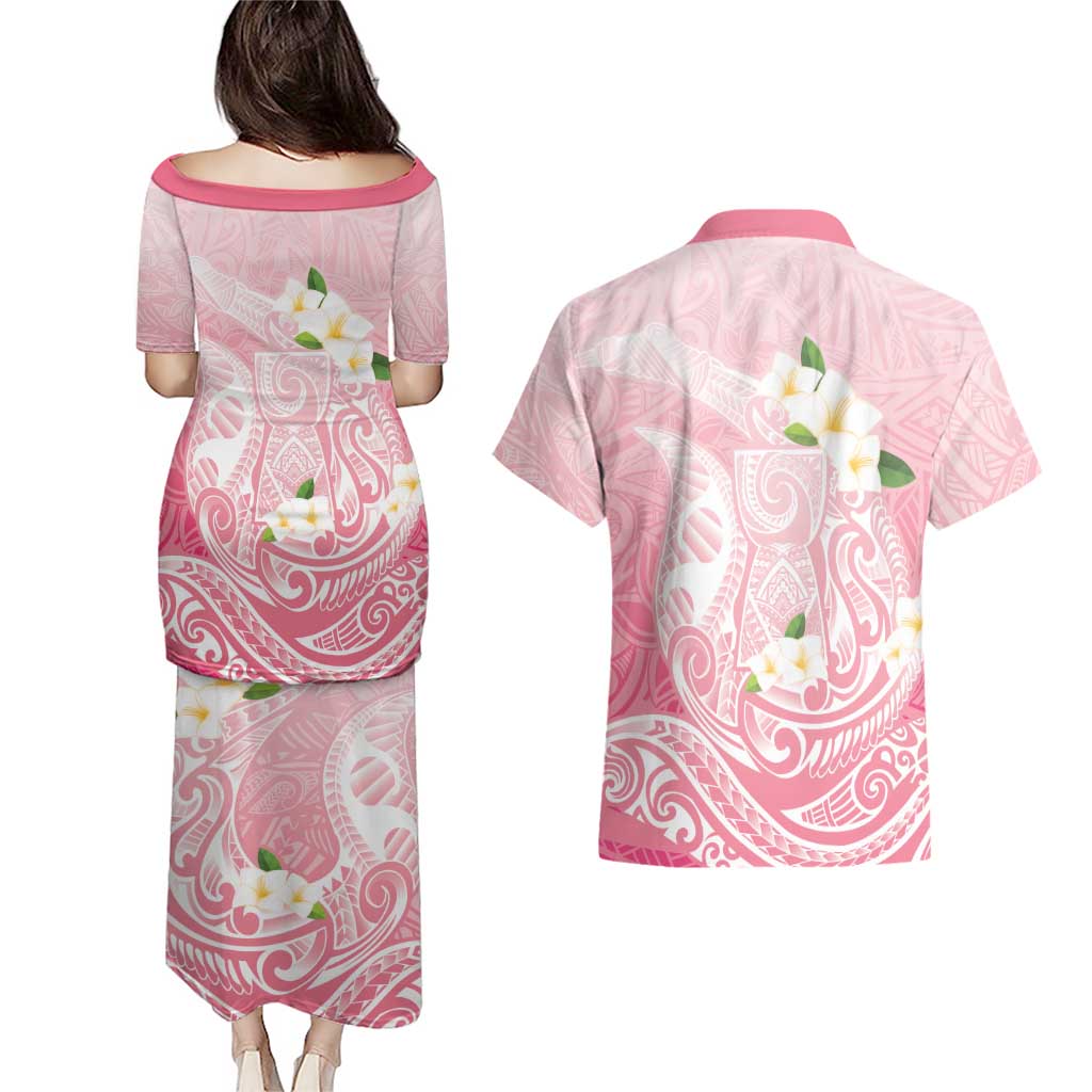 Guam Fishhook Mix Guasali Flowers Couples Matching Puletasi and Hawaiian Shirt Dreaming Coral LT7 - Polynesian Pride