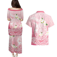 Guam Fishhook Mix Guasali Flowers Couples Matching Puletasi and Hawaiian Shirt Dreaming Coral LT7 - Polynesian Pride