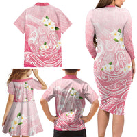 Guam Fishhook Mix Guasali Flowers Family Matching Long Sleeve Bodycon Dress and Hawaiian Shirt Dreaming Coral