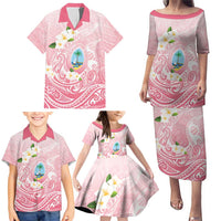 Guam Fishhook Mix Guasali Flowers Family Matching Puletasi and Hawaiian Shirt Dreaming Coral
