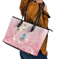 Guam Fishhook Mix Guasali Flowers Leather Tote Bag Dreaming Coral