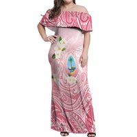 Guam Fishhook Mix Guasali Flowers Off Shoulder Maxi Dress Dreaming Coral LT7 Women Pink - Polynesian Pride