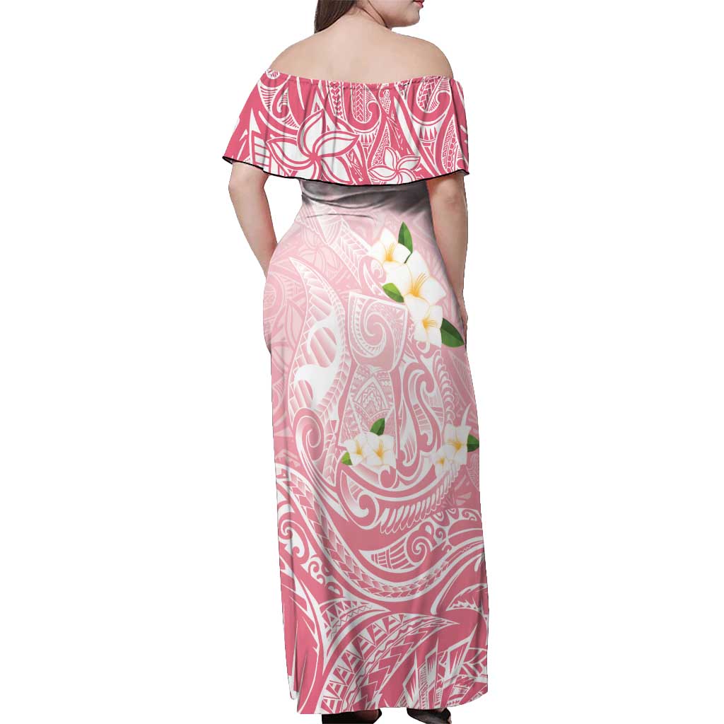 Guam Fishhook Mix Guasali Flowers Off Shoulder Maxi Dress Dreaming Coral LT7 - Polynesian Pride