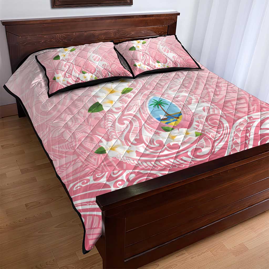 Guam Fishhook Mix Guasali Flowers Quilt Bed Set Dreaming Coral