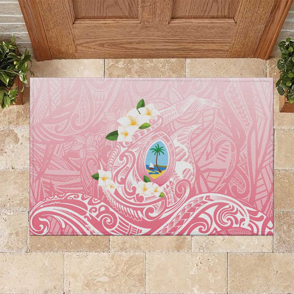 Guam Fishhook Mix Guasali Flowers Rubber Doormat Dreaming Coral