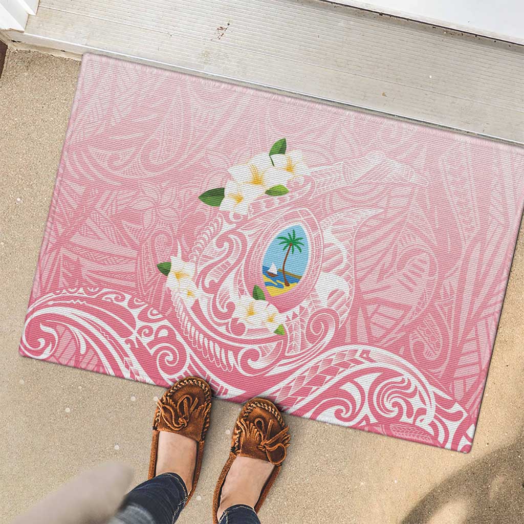 Guam Fishhook Mix Guasali Flowers Rubber Doormat Dreaming Coral