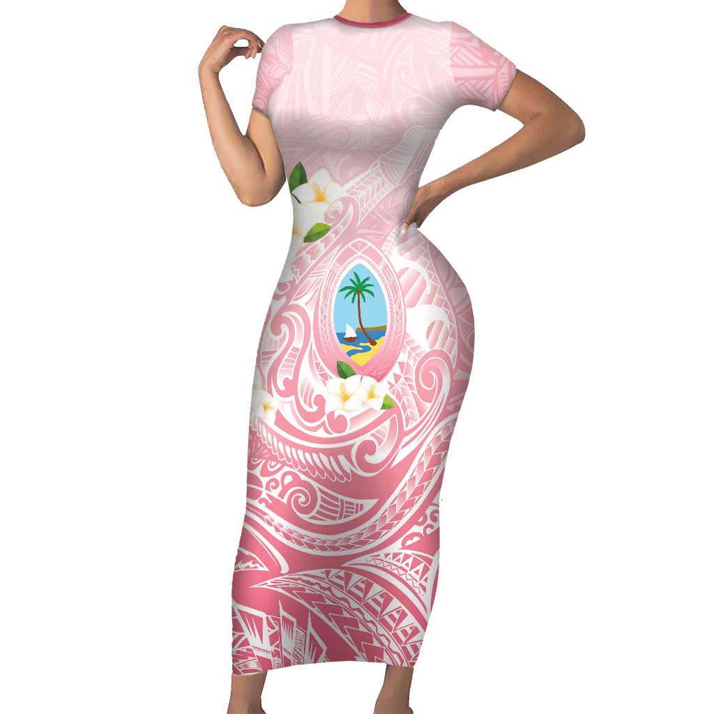 Guam Fishhook Mix Guasali Flowers Short Sleeve Bodycon Dress Dreaming Coral