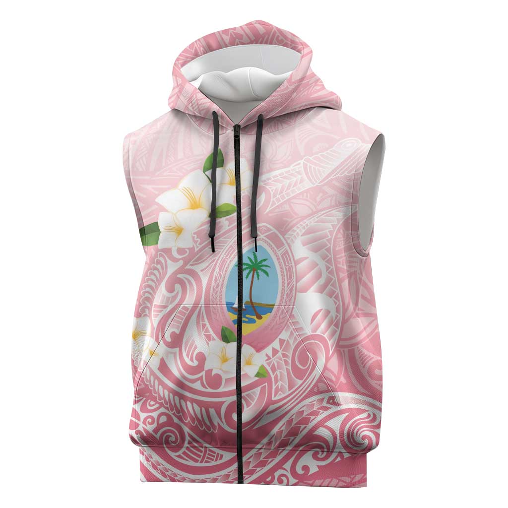 Guam Fishhook Mix Guasali Flowers Sleeveless Zip Hoodie Dreaming Coral