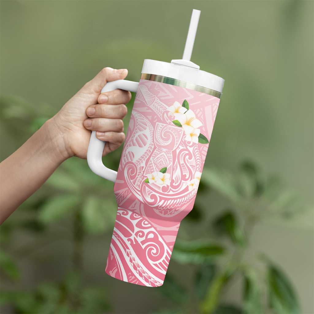 Guam Fishhook Mix Guasali Flowers Tumbler With Handle Dreaming Coral LT7 - Polynesian Pride