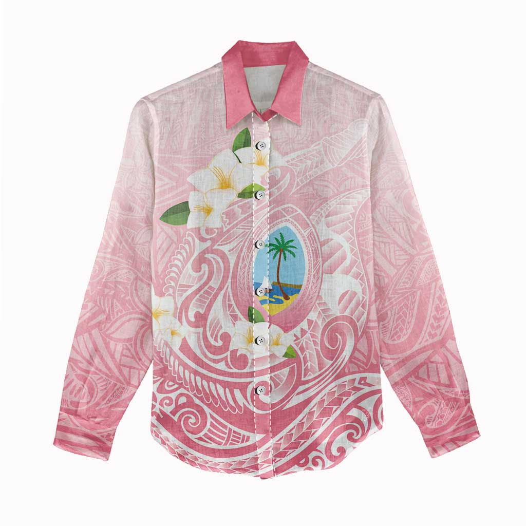 Guam Fishhook Mix Guasali Flowers Women Casual Shirt Dreaming Coral