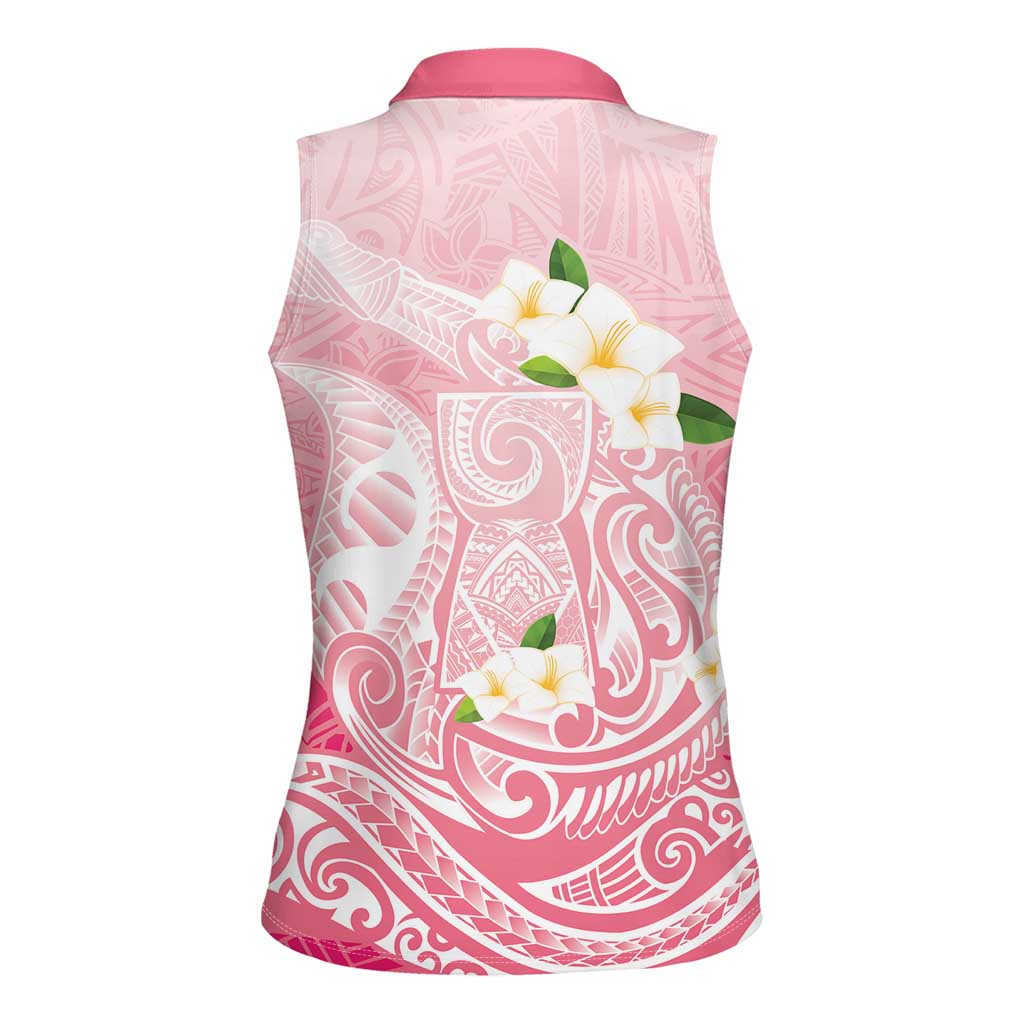 Guam Fishhook Mix Guasali Flowers Women Sleeveless Polo Shirt Dreaming Coral LT7 - Polynesian Pride