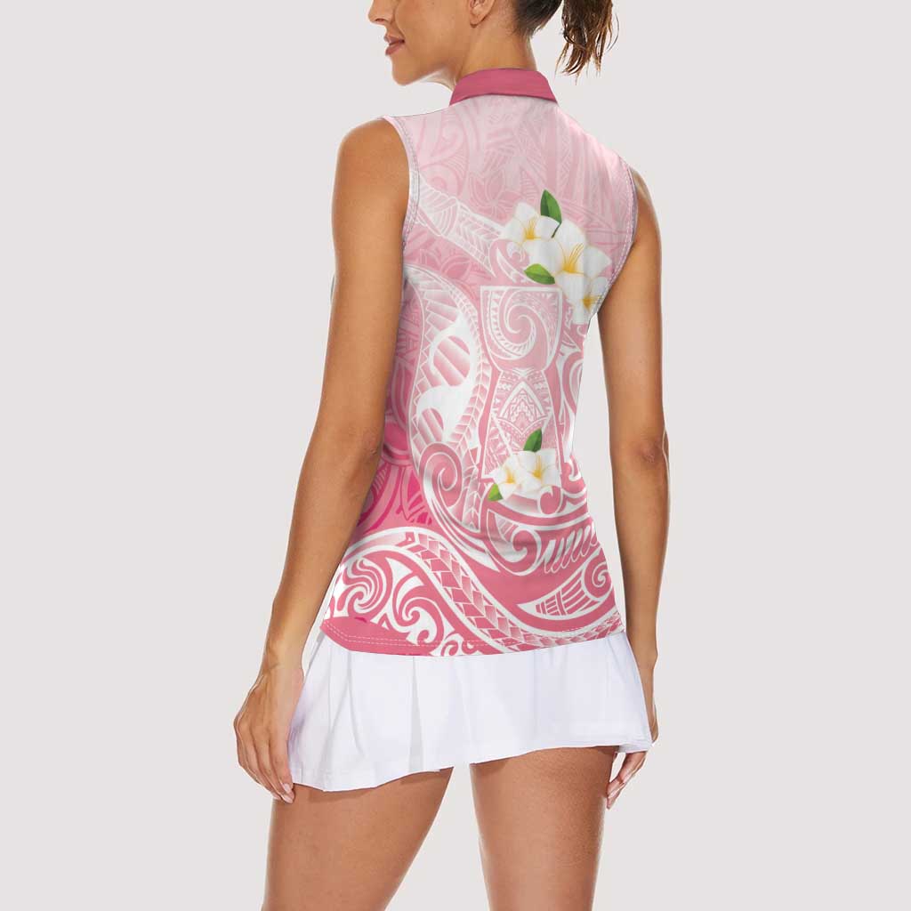 Guam Fishhook Mix Guasali Flowers Women Sleeveless Polo Shirt Dreaming Coral LT7 - Polynesian Pride