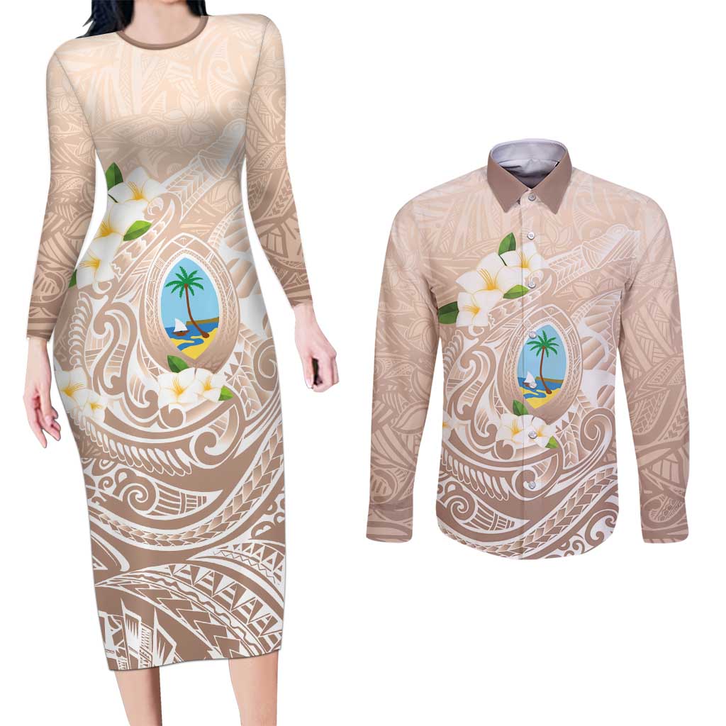Guam Fishhook Mix Guasali Flowers Couples Matching Long Sleeve Bodycon Dress and Long Sleeve Button Shirt Dreaming Hazel