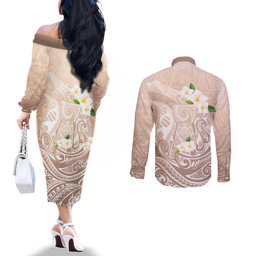 Guam Fishhook Mix Guasali Flowers Couples Matching Off The Shoulder Long Sleeve Dress and Long Sleeve Button Shirt Dreaming Hazel