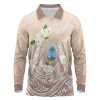 Guam Fishhook Mix Guasali Flowers Long Sleeve Polo Shirt Dreaming Hazel