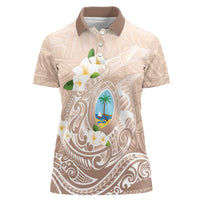 Guam Fishhook Mix Guasali Flowers Women Polo Shirt Dreaming Hazel LT7 Female Beige - Polynesian Pride