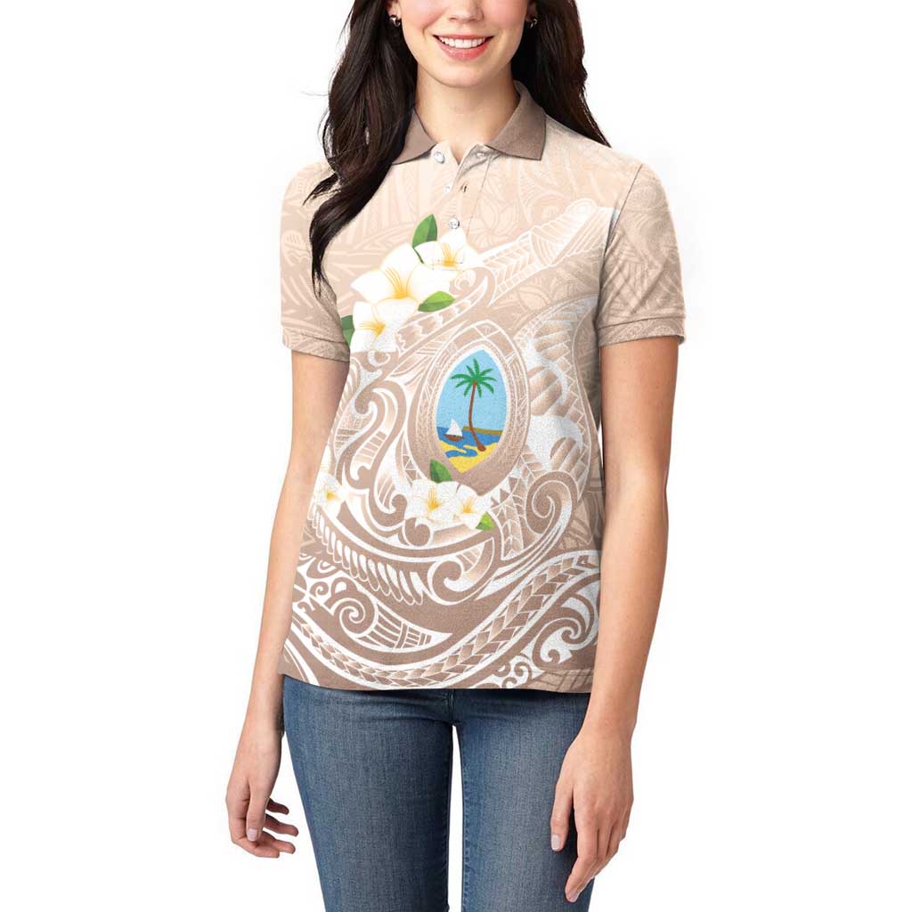 Guam Fishhook Mix Guasali Flowers Women Polo Shirt Dreaming Hazel LT7 - Polynesian Pride