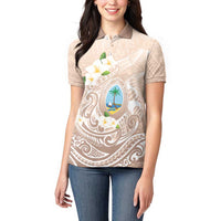 Guam Fishhook Mix Guasali Flowers Women Polo Shirt Dreaming Hazel LT7 - Polynesian Pride