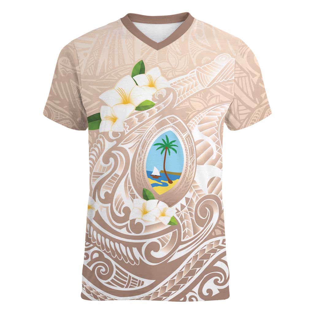 Guam Fishhook Mix Guasali Flowers Women V-Neck T-Shirt Dreaming Hazel
