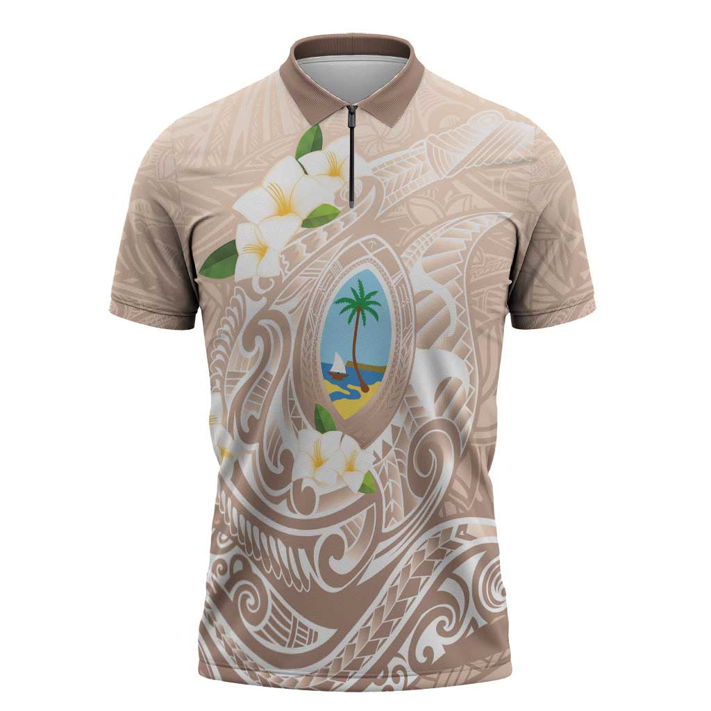 Guam Fishhook Mix Guasali Flowers Zipper Polo Shirt Dreaming Hazel