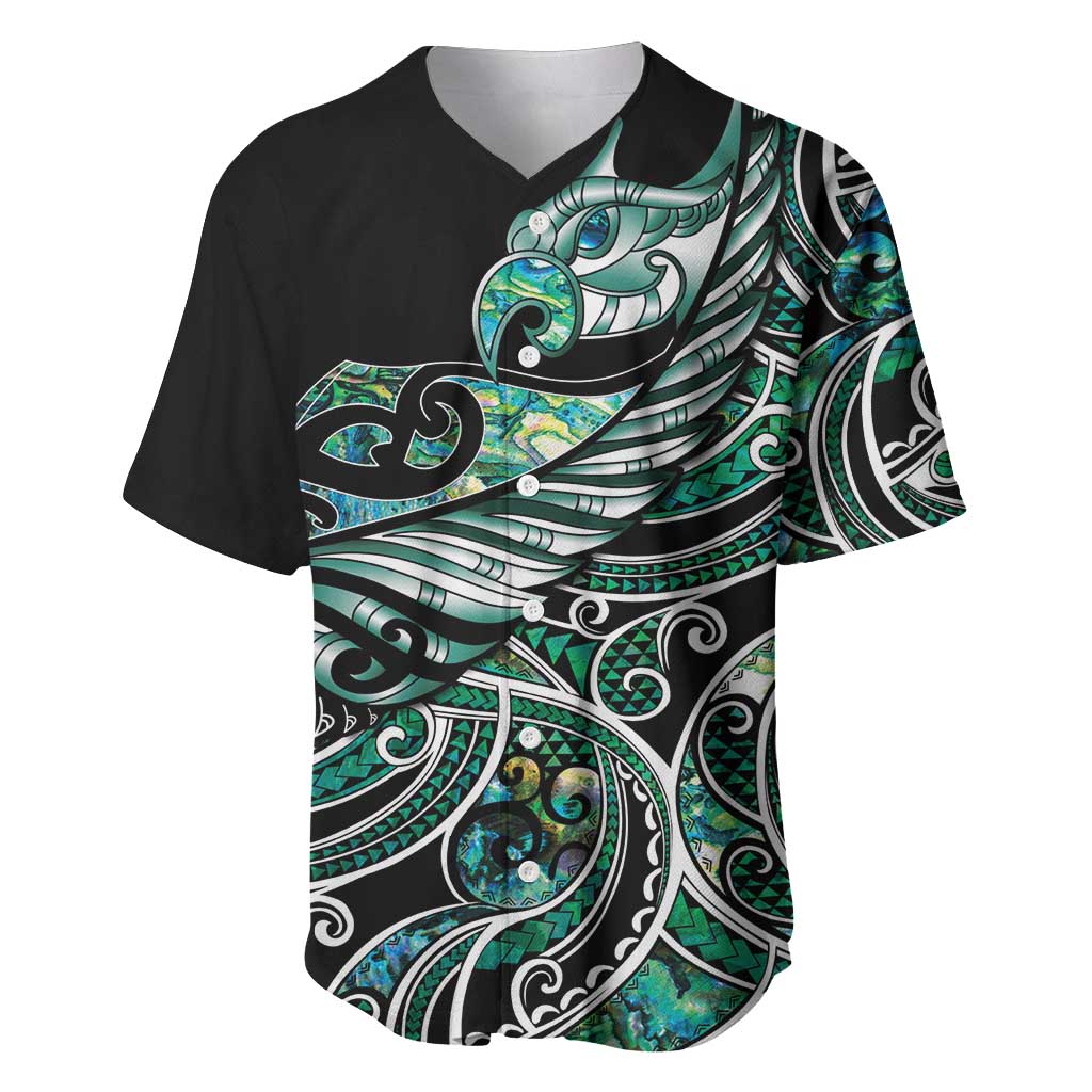 Maori Matariki - Manaia Baseball Jersey Emerald Paua Shell