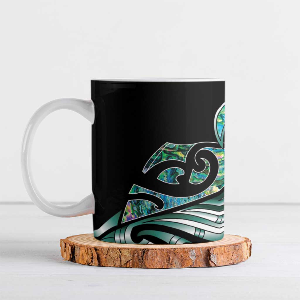 Maori Matariki - Manaia Ceramic Mug Emerald Paua Shell